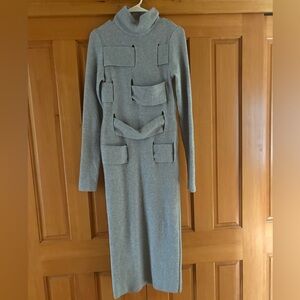 Boyarovskaya Light Blue Turtleneck Long-Sleeve Midi Dress